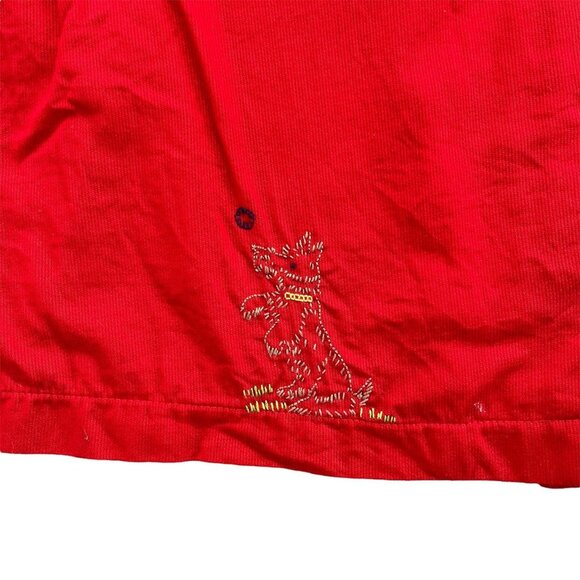 Pixie Lily Corduroy Dress Girls Red Dog Embroidered Button Up Puff Sleeve Size 4 - Picture 6 of 9